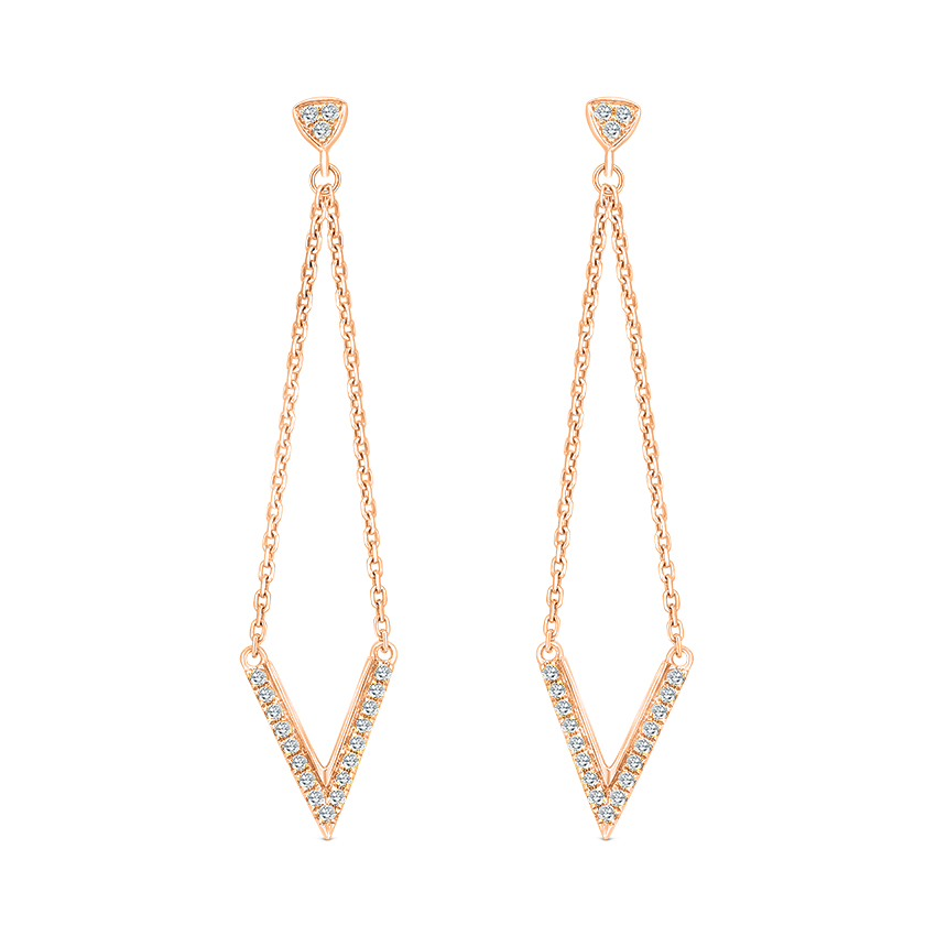 "V" 18K Rose Gold Earrings